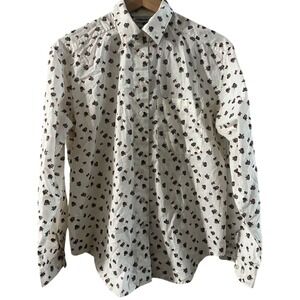 Women's Cabin Creek SZ Medium Button Up White Floral Collared  Blouse Cottagcore